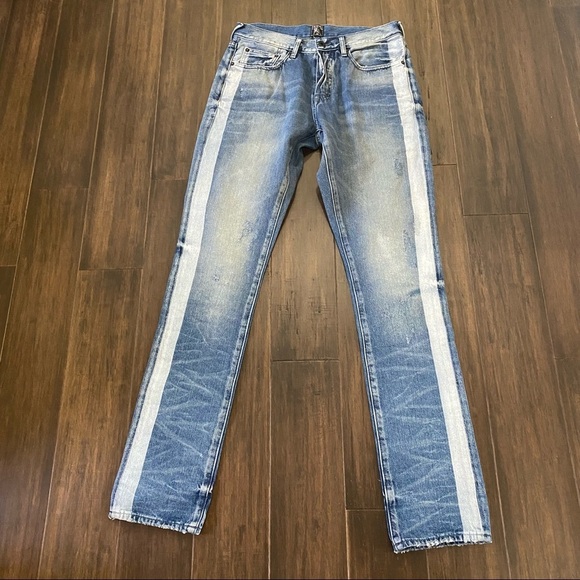 PRPS Men LE SABRE Blue Button Fly Distressed Jeans Size 30 - Picture 1 of 10